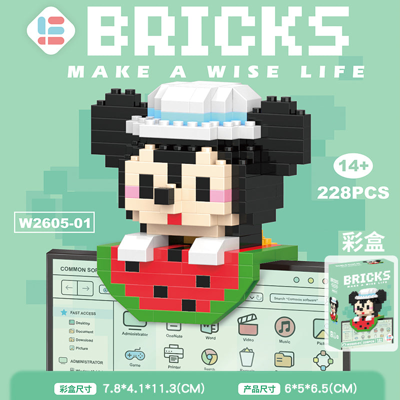 Blok Binaan🧸 Building Block Cartoon 卡通微型积木挂件 W2605 Mini DIY Hanging 串联小颗粒玩具拼装可爱积木摆件
