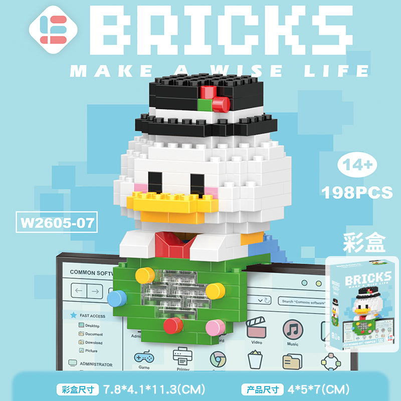 Blok Binaan🧸 Building Block Cartoon 卡通微型积木挂件 W2605 Mini DIY Hanging 串联小颗粒玩具拼装可爱积木摆件