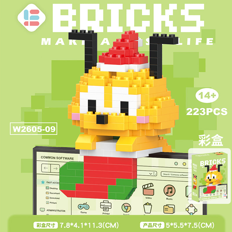Blok Binaan🧸 Building Block Cartoon 卡通微型积木挂件 W2605 Mini DIY Hanging 串联小颗粒玩具拼装可爱积木摆件