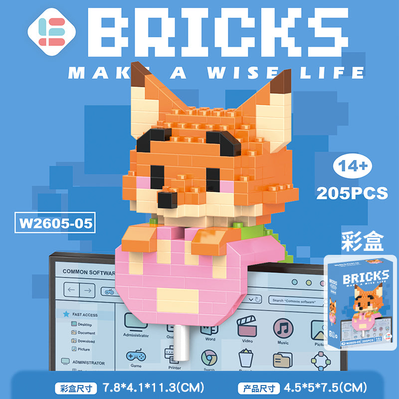 Blok Binaan🧸 Building Block Cartoon 卡通微型积木挂件 W2605 Mini DIY Hanging 串联小颗粒玩具拼装可爱积木摆件