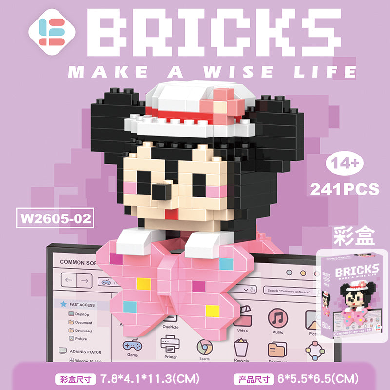Blok Binaan🧸 Building Block Cartoon 卡通微型积木挂件 W2605 Mini DIY Hanging 串联小颗粒玩具拼装可爱积木摆件