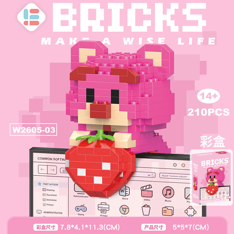 Blok Binaan🧸 Building Block Cartoon 卡通微型积木挂件 W2605 Mini DIY Hanging 串联小颗粒玩具拼装可爱积木摆件
