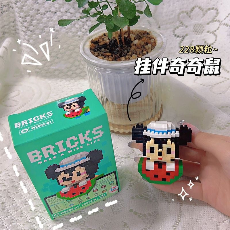Blok Binaan🧸 Building Block Cartoon 卡通微型积木挂件 W2605 Mini DIY Hanging 串联小颗粒玩具拼装可爱积木摆件
